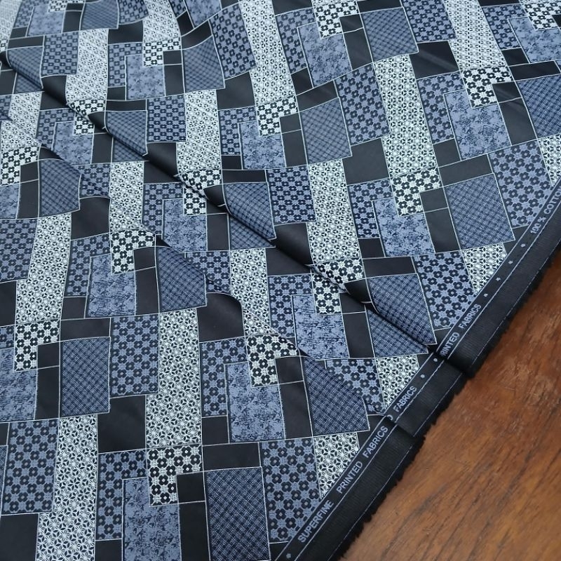 Kain Hitam Motif/Kain Hitam Kemeja/kain katun Italy Motif