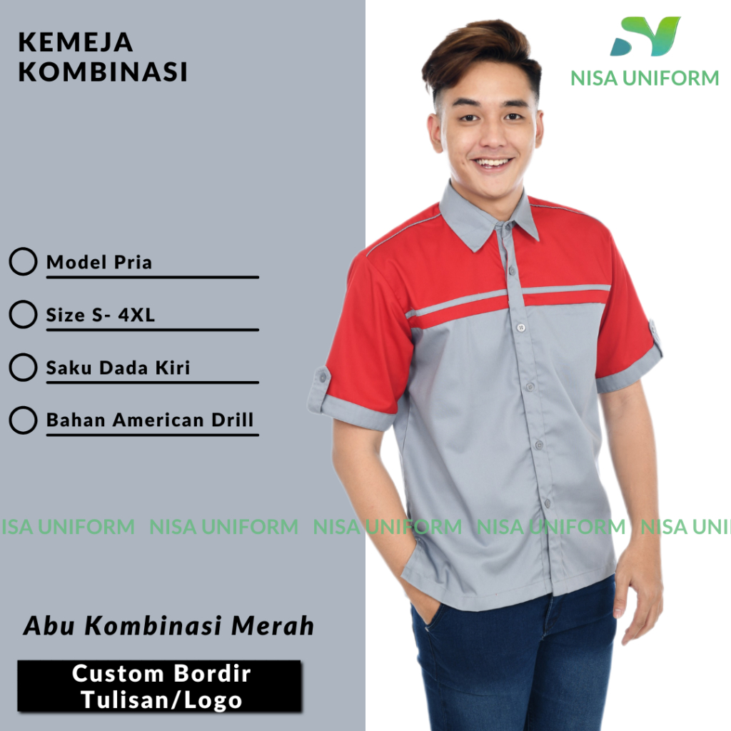 seragam kerja pria murah tambah bordir/custom seragam karyawan kantor/baju pria & wanita costumer