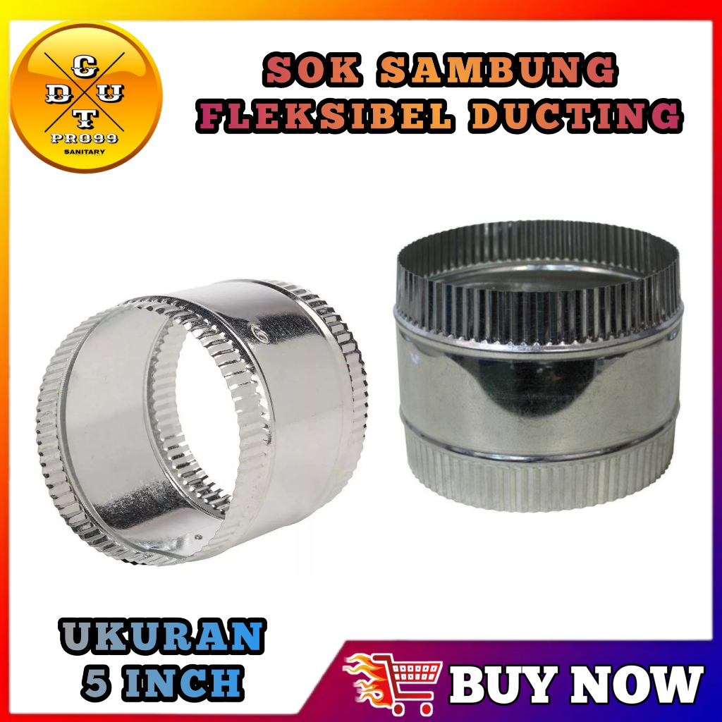 Jual Sok Sambung Fleksibel Ducting Pipa Galvanis 5 inch - Berkualitas & Tahan Lama Bahan Tebal untuk