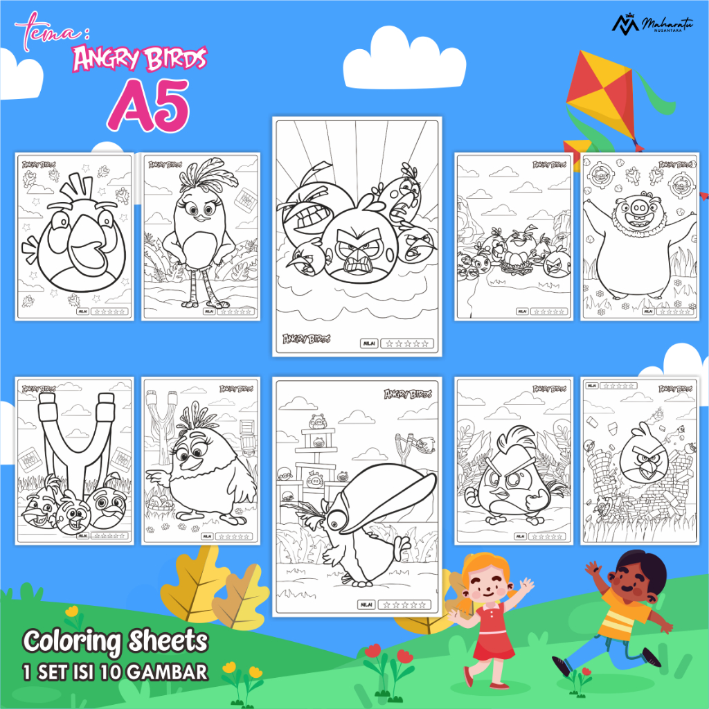 

[ANGRY BIRD] KERTAS MEWARNAI ANAK - LEMBAR 1 SET GAMBAR READY STOCK - COLORING SHEET