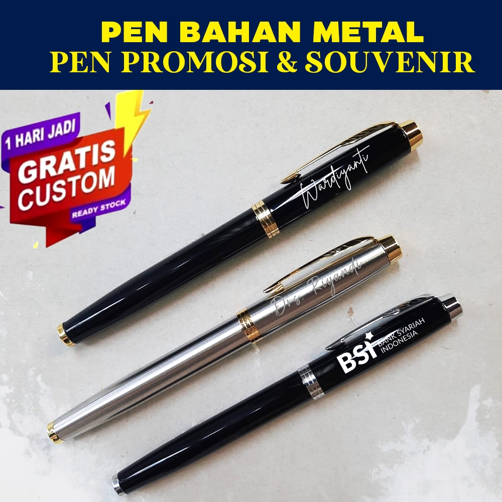 

Ballpoint souvenir bahan metal+gratis custom nama/ custom logo/ pen custom logo/ pen promosi/ pulpen suvenir