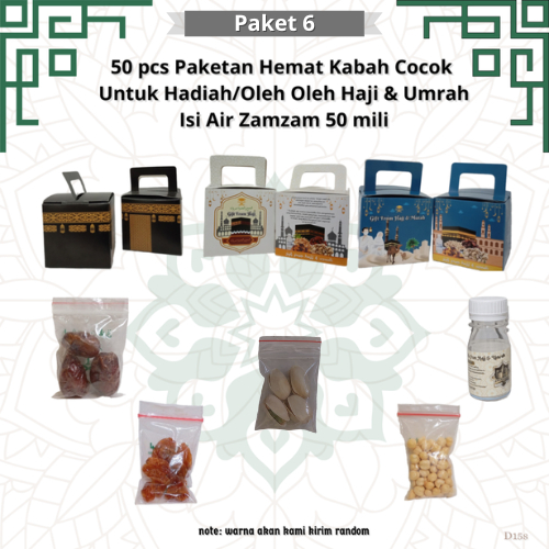 

paketan hemat pistasio kabah 50 pcs untuk oleh oleh haji dan umroh (isi air zamzam 50 ml)