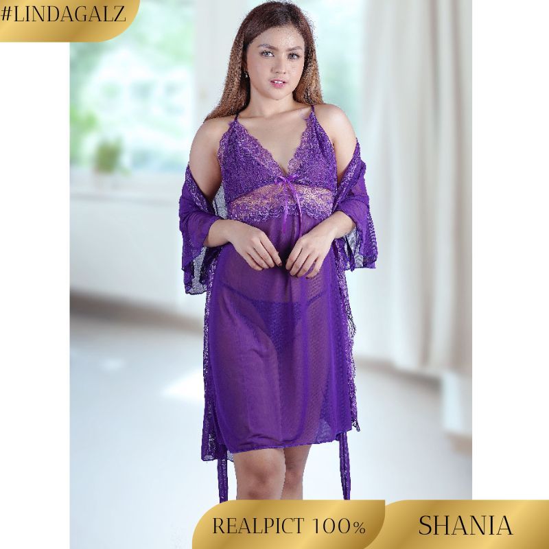 LindaGalz SHANIA Pakaian Tidur Wanita Dewasa  Kimono Lingerie Big Size Jumbo X50A Kimono Set REALPIC