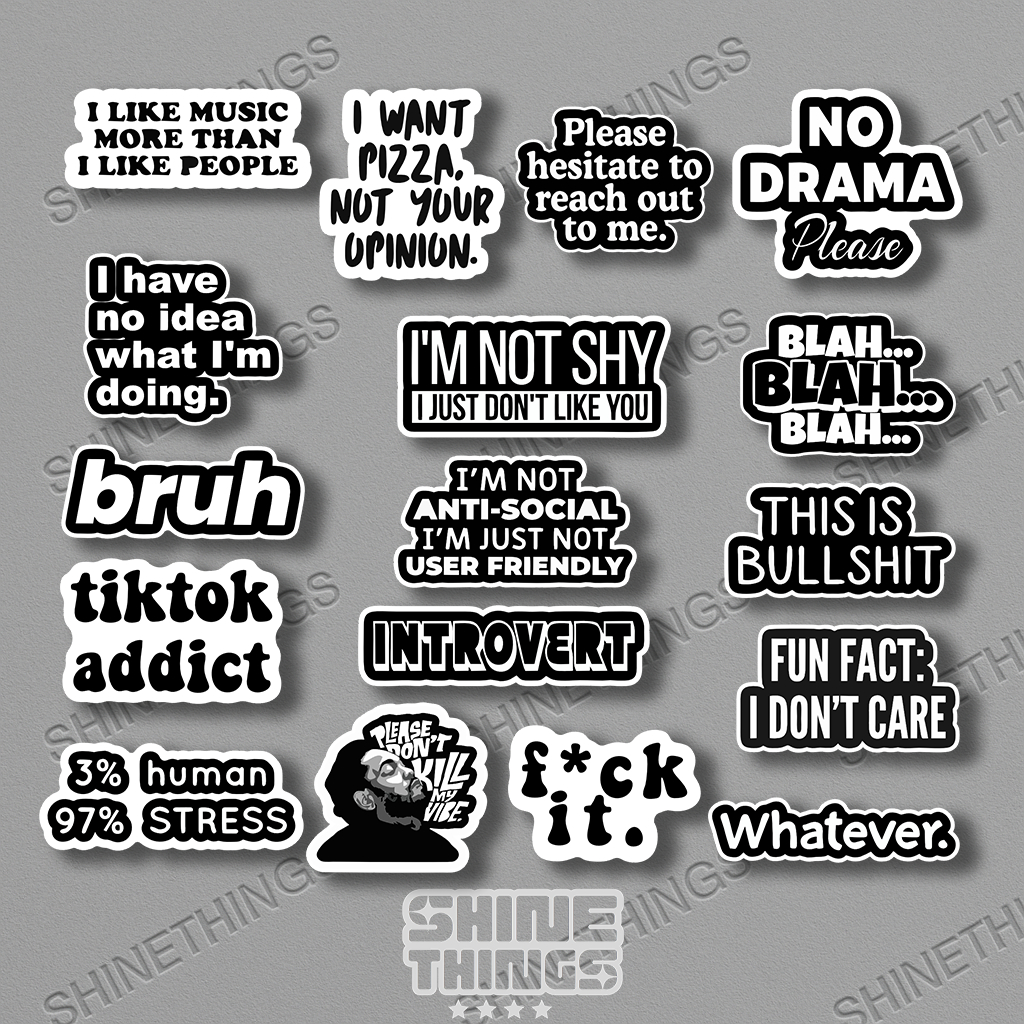 

stiker aesthetic black white || sticker case hp helm tumblr kata kata lucu