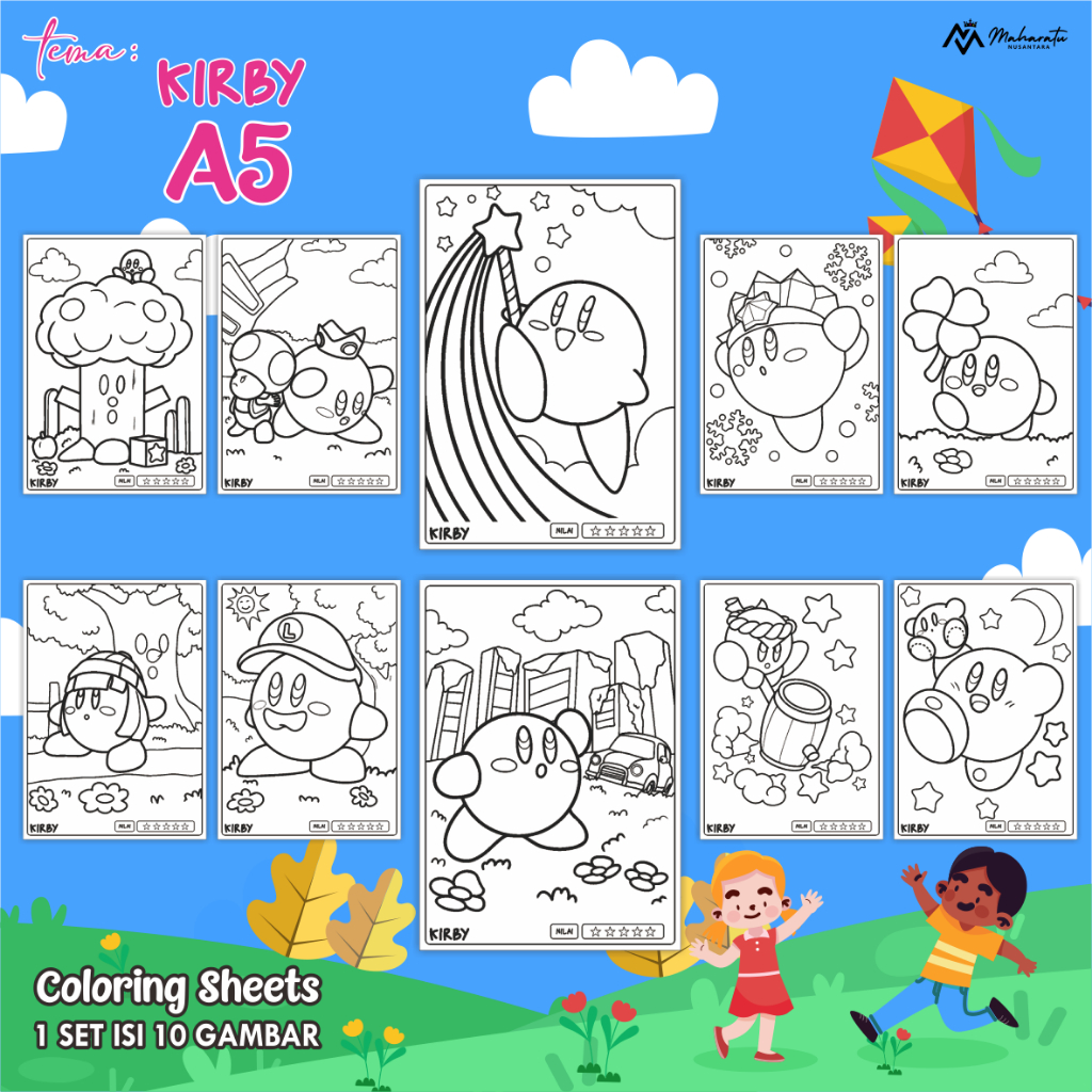 

[KIRBY] KERTAS MEWARNAI ANAK - LEMBAR GAMBAR REDY STOCK COLORING SHEETS A5