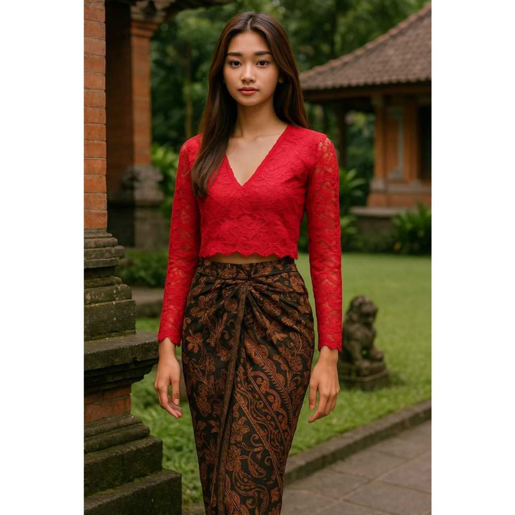 Eclair - Kebaya Crop top merah