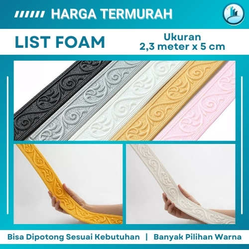 Wall Border List Foam Dinding List Pinggiran Wallpaper List Dinding Bawah Motif Ukir 3D Timbul