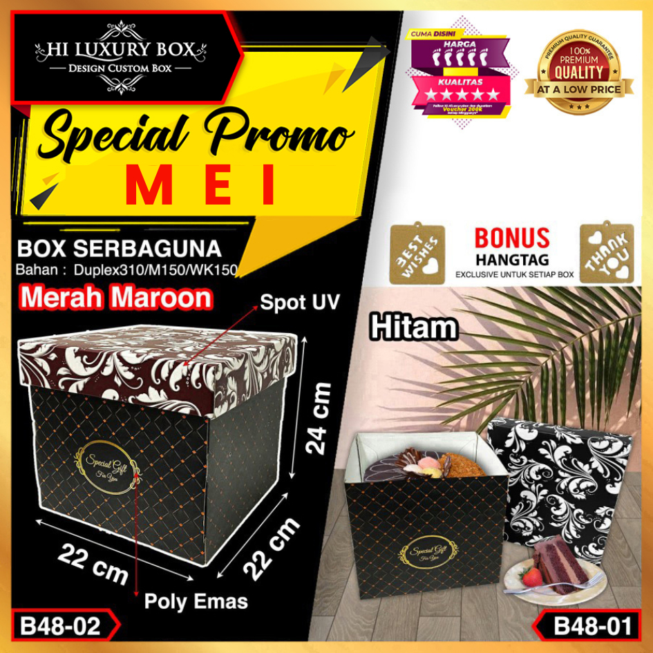 

Kotak Kue|Kado|Cake|Gift|Serbaguna|Penyimanan|Box|Dus|Packaging|B48