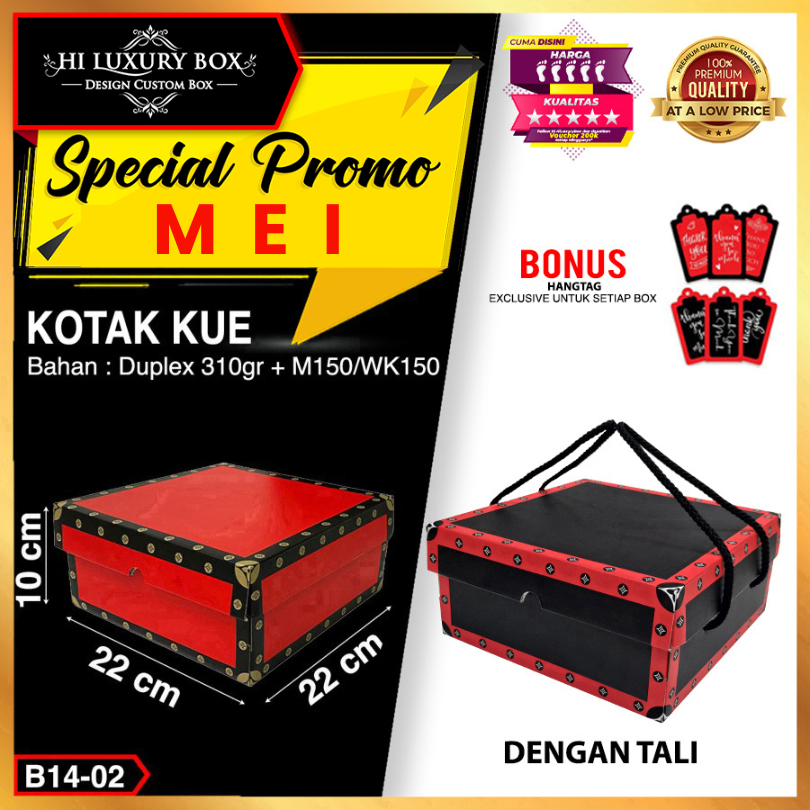 

Kotak Kue | Dus Kue | Kotak serbaguna | Kraft | Murah 22x22x10 Merah Hitam Kotak Imlek