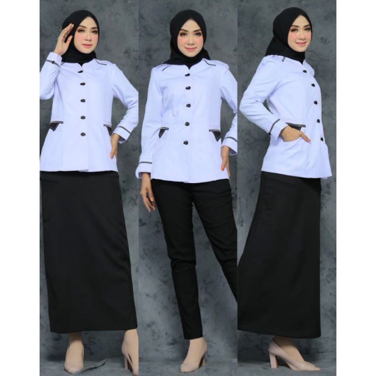 55TOP SALE Putih Hitam 93 Set Rok A  Set Rok Span  Set Celana Panjang Bahan Katun Free Hijab