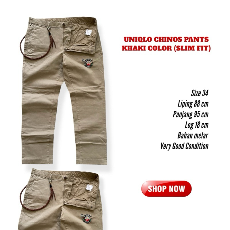 Uniqlo Chinos long pants khaki color slim fit second