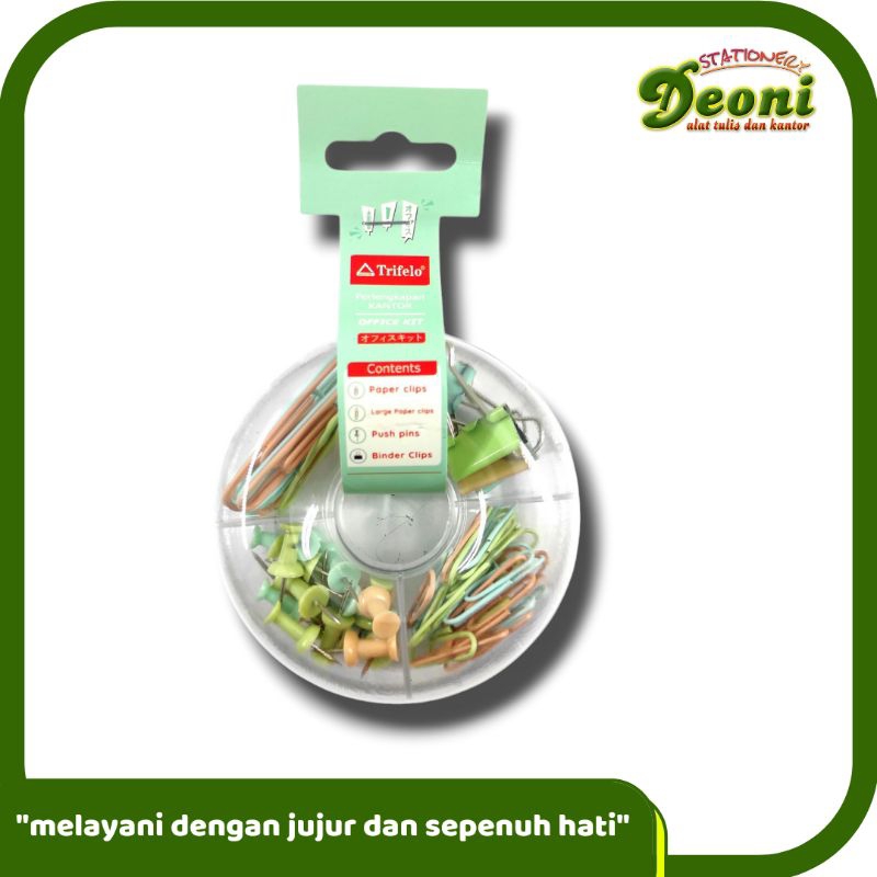 

TRIFELO Office Kit / Perlengkapan Kantor Paper Clip, Binder Clip, Push Pins, Large Paper Clips 2041