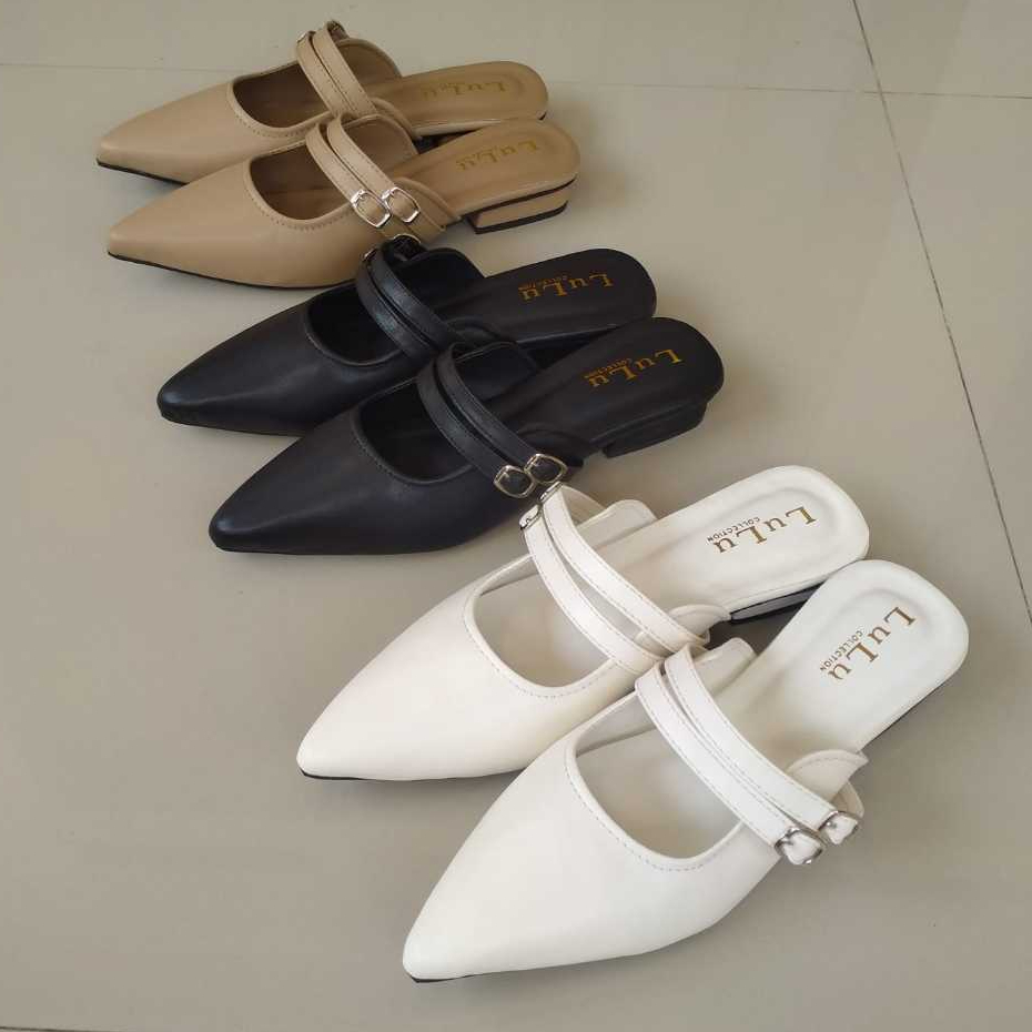 Lulu Sandal Mules Wanita Tinggi Hak 3 Cm