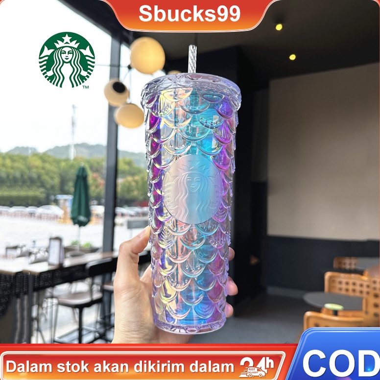 55LARIS MANIS 71ml Starbucks Tumbler Fish Scale Straw Cups Starbucks Mermaid PinkPurple Cold Cup Tum