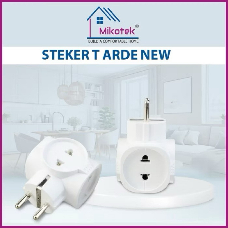 Steker T Multi Mikotek / Steker T Datar 4 Lubang Colokan MT-7899K SNI