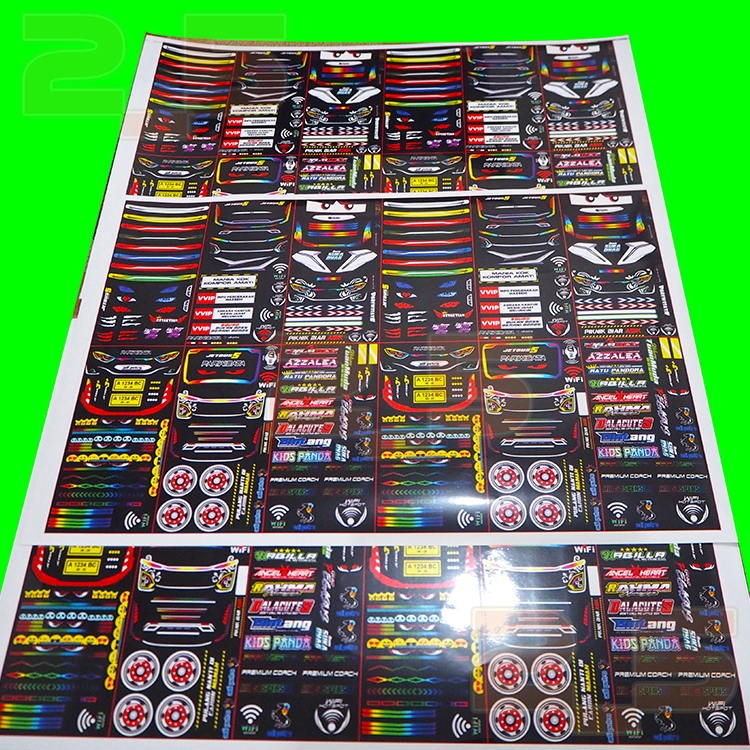 

Sticker Miniatur Bus Bahan Vinyl Laminasi Glossy/Mengkilat BELUM DIPOTONG