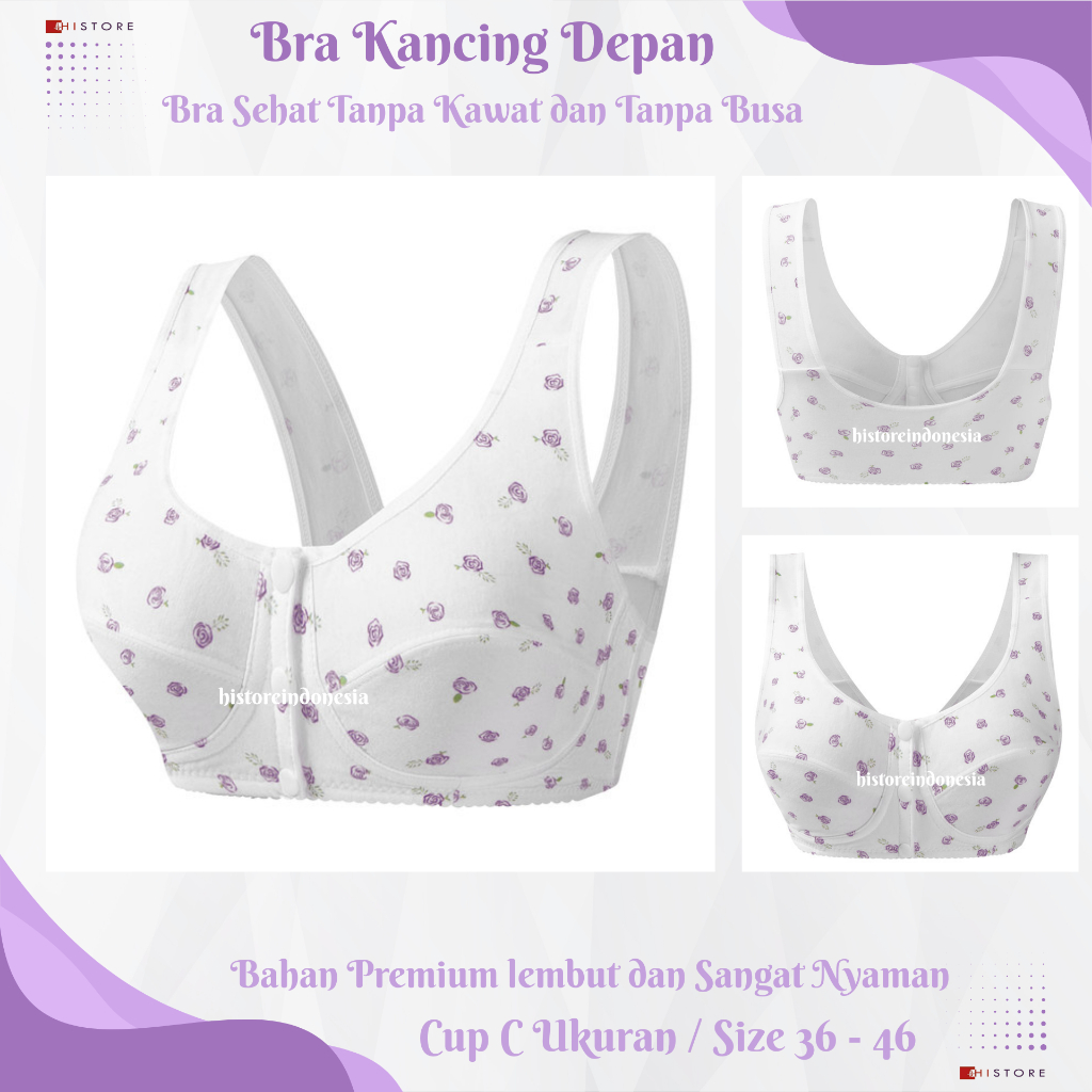 Bra BH Wanita Push Up Kancing Buka Depan Tanpa Busa & Tanpa Kawat  Lembut & Nyaman 3001