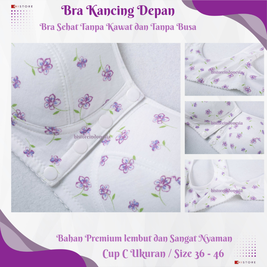 Bra BH Wanita Push Up Kancing Buka Depan Tanpa Busa & Tanpa Kawat Lembut & Nyaman 3002