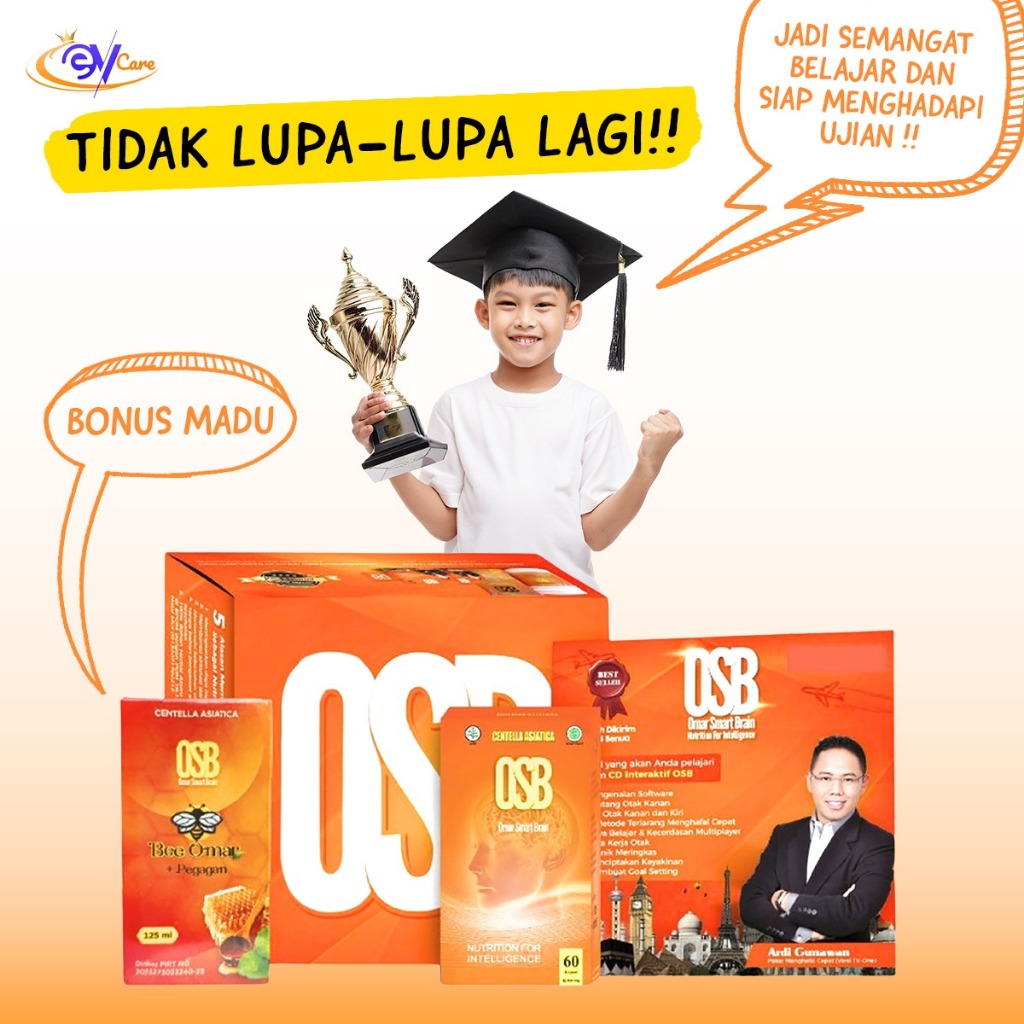OSB Omar Smart Brain Vitamin Otak Anak Agar Cerdas & Fokus Belajar - Suplemen Daya Ingat Kuat Solusi