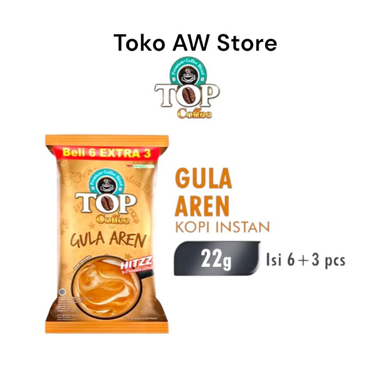 

Kopi Top Coffe Gula Aren HITZ @22gr x 6+3 sachet l Kopi Minuman Instan