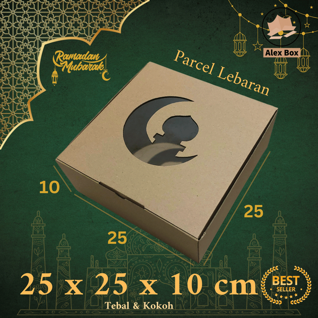 

Kardus Parcel Lebaran Ukuran 25 x 25 x 10 cm | Box Mika Hampers Idul Fitri | Diecut Hantaran Kue