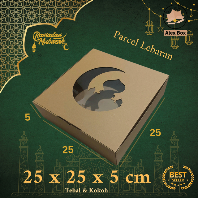 

Kardus Parcel Lebaran Ukuran 25 x 25 x 5 cm | Box Mika Hampers Idul Fitri | Diecut Hantaran Kue