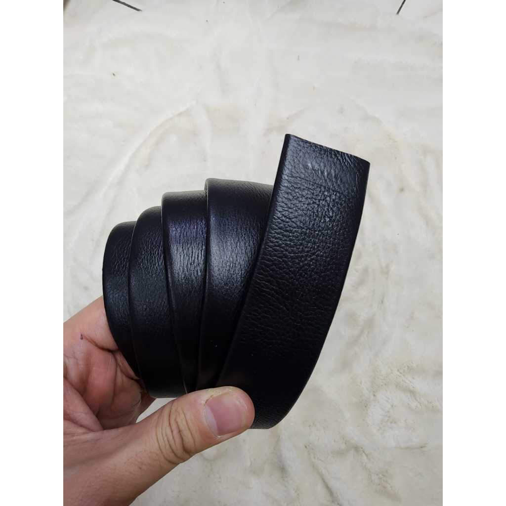 Tali Sabuk ikat pinggang KULIT ASLI 100% model rel otomatis TANPA kepala