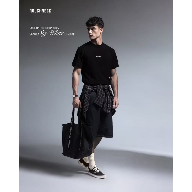 Roughneck 1991 T-Shirt Black Mini Text Putih S-XXL
