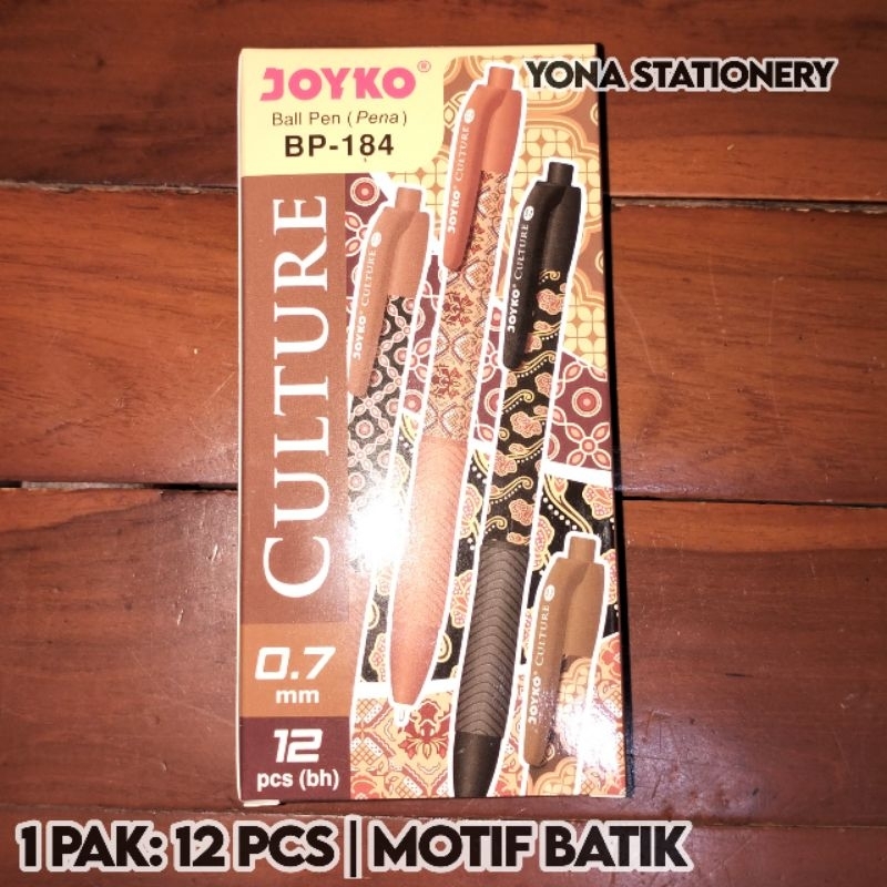 

Pulpen Joyko BP-184 Culture (0.7mm) | 1 Pak: 12 Pcs | Motif Batik