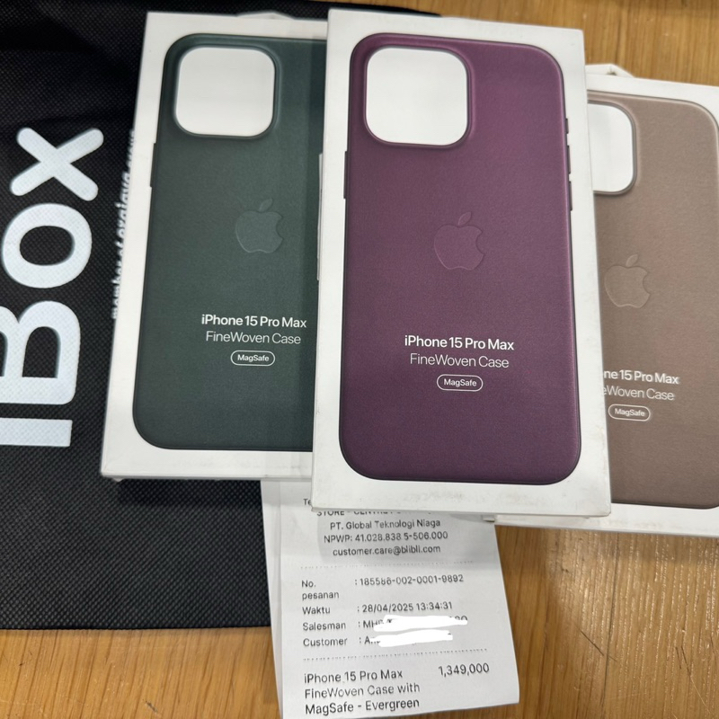 case IPhone 15 Pro Max Finewoven original resmi Greenpeel IBOX
