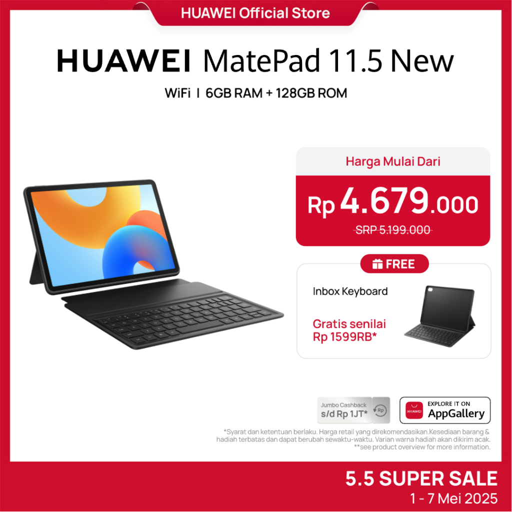 HUAWEI MatePad 11.5-inch New Tablet [6+128GB] | PC-level WPS Office | Keyboard | HUAWEI Notes | 120H