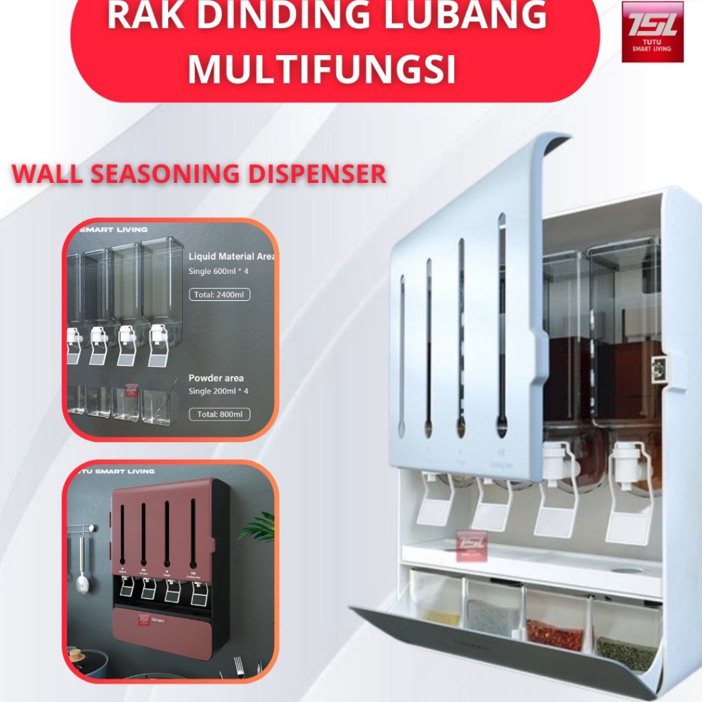 55TREN TERBARU TUTU Tempat Rak Bumbu Dapur Gantung  Dispenser Kotak Bumbu Dapur Tempel Dinding Minya