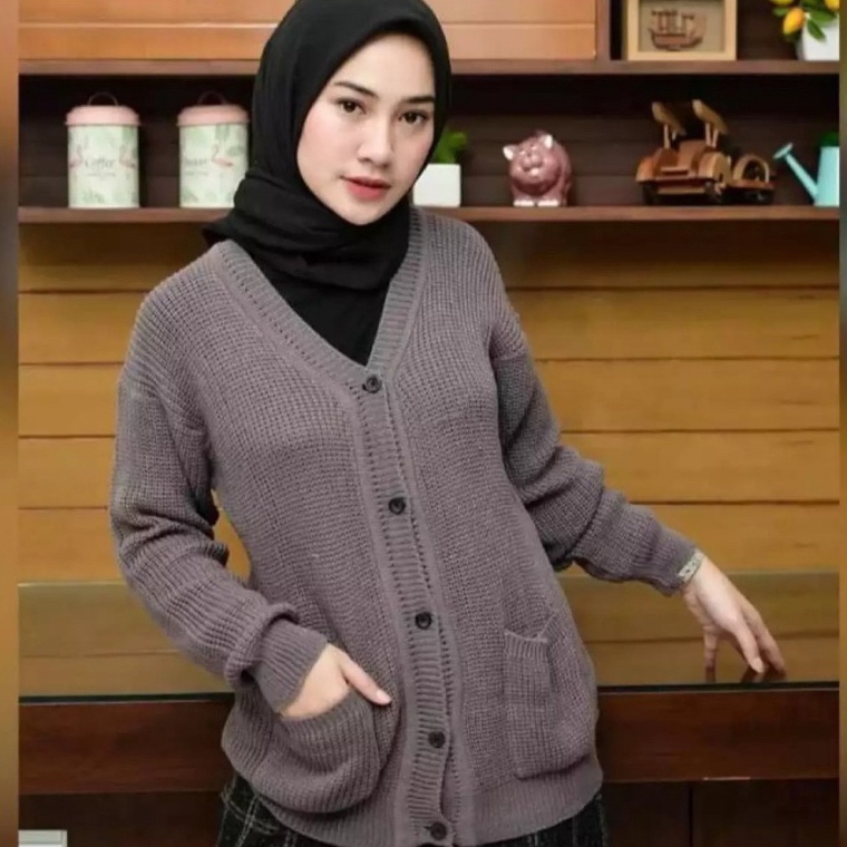 55STOK TERBARU Cardigan Rajut Marissa Kancing 5  Kardigan Marissa Salur Outer Crop Wanita Premium Te
