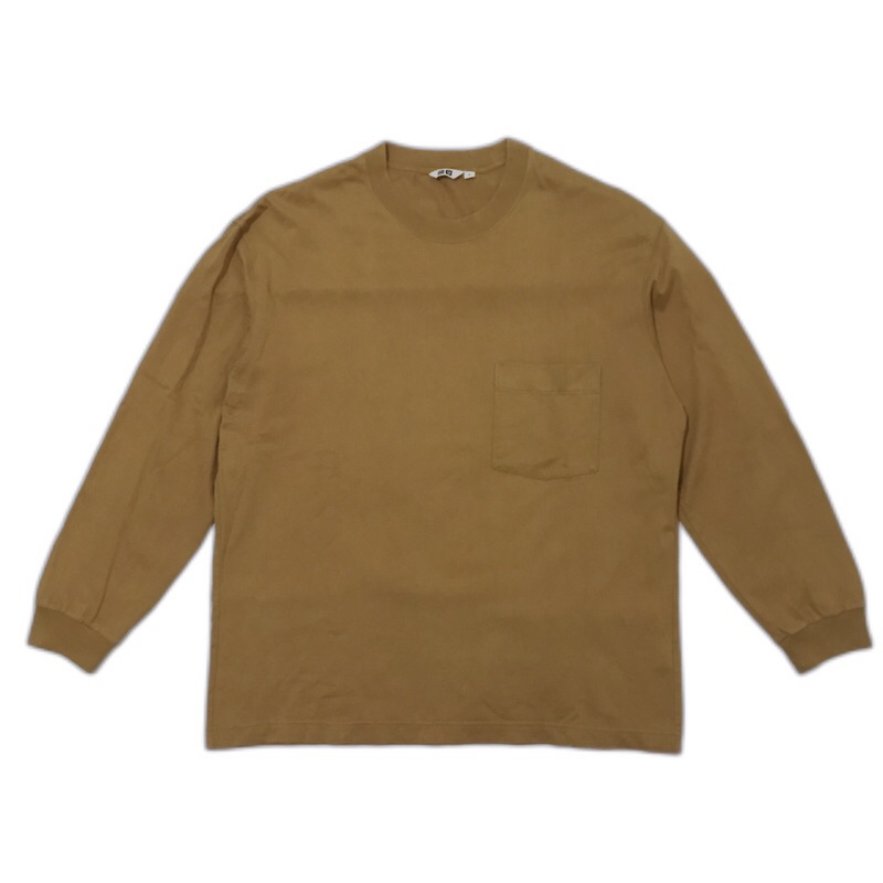 Kaos Uniqlo U second original brown coklat longsleeve Size XL 2XL Jumbo pl prelove preloved bekas or