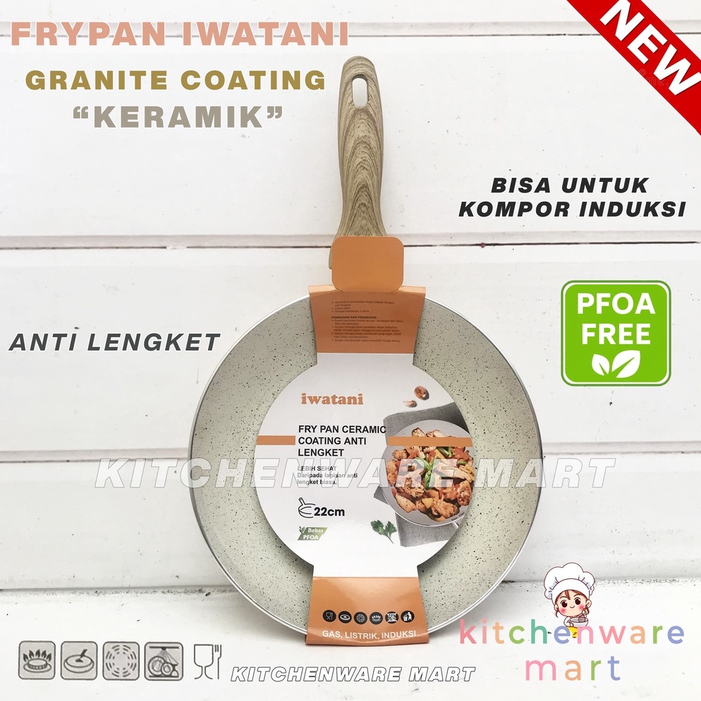 55TERPERCAYA Frypan Granite Iwatani Keramik Fry pan marble Stone Pfoa Free