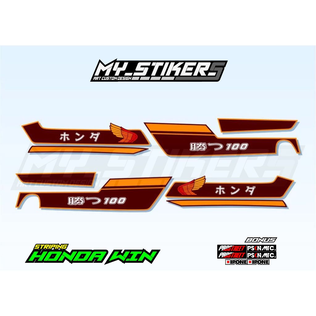 Striping Honda Win 100 Original Variasi Traill Treill Trill Japan Jepang Custom Racing 1984 2002 200