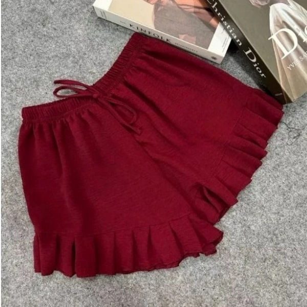 Hotpants Ruffle Celana Pendek Wanita Crinkle Air Flow