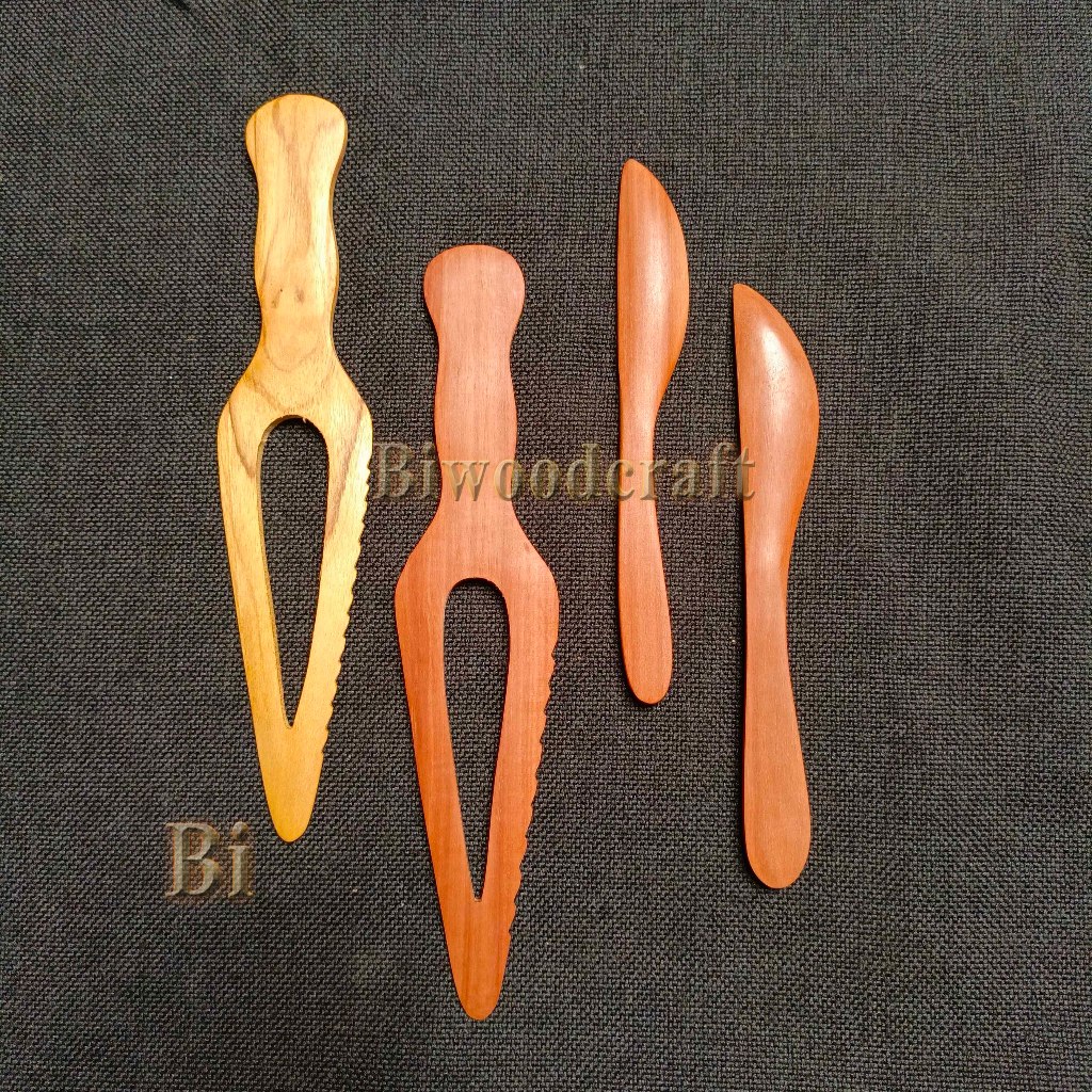 L - Pisau Selai Kayu  Pisau Kue Kayu - Pisau Margarin Kayu - Pisau Kayu - Biwoodcraft