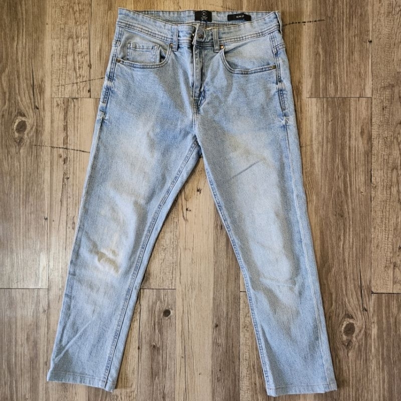 PRELOVED celana jeans / denim wanita warna biru COTTON ON size 32 SLIM LEG