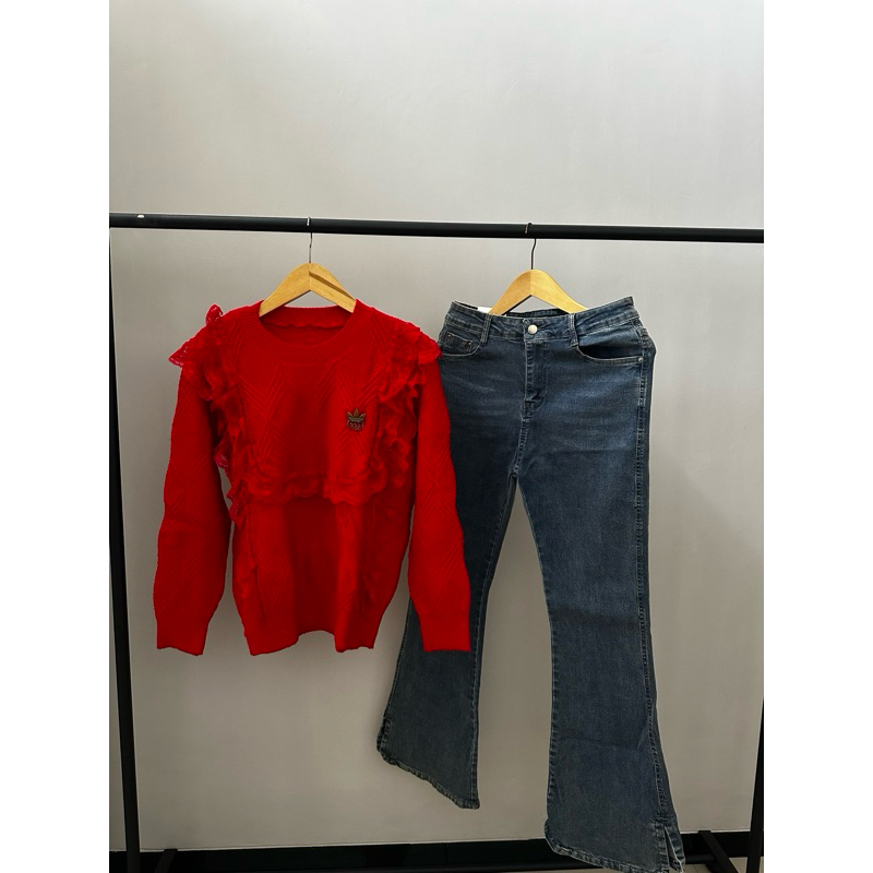 Atasan Rajut vs Celana Jeans Cutbray