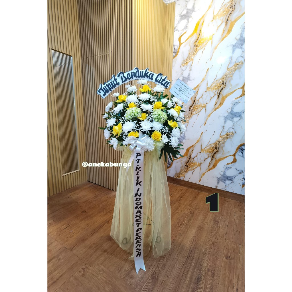 Standing Flower Duka Cita Karangan Condolence Bunga Fresh Asli Segar Hidup Putih Ucapan Simpati Besi