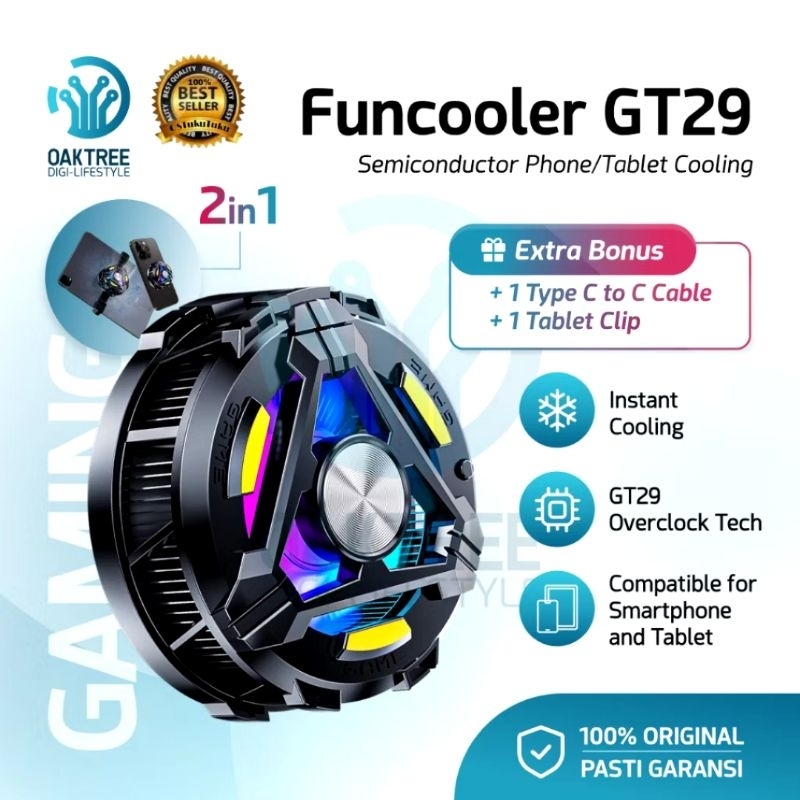 Oaktree Funcooler GT29 Fan Cooler HP Pendingin HP Tablet Cooling Fan