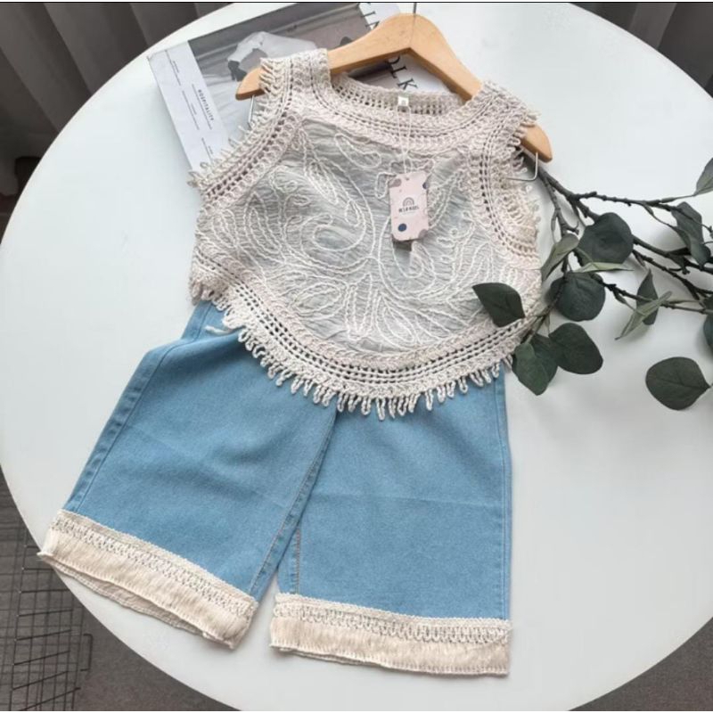 Haadiya Set Lace Jeans by oclo.kids