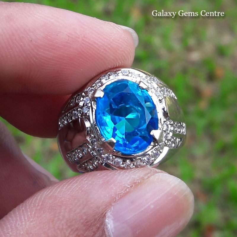 Cincin Pria Batu Blue Topaz Top Quality