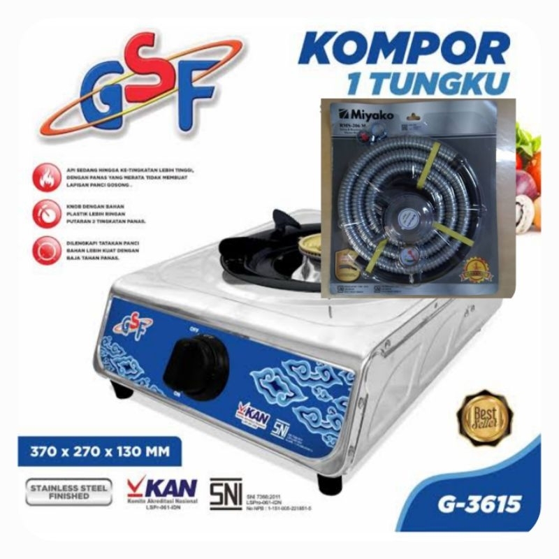 MIYAKO PAKET HEMAT KOMPOR 1 TUNGKU + SELANG REGULATOR GAS MIYAKO