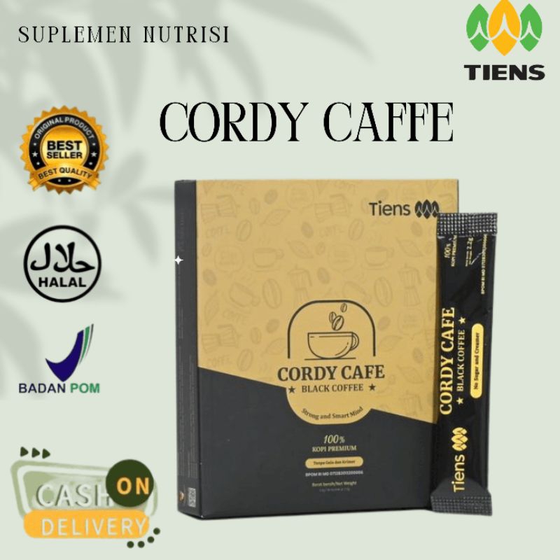 

CORDY CAFE BLACK COFFEE TIENS Kopi Sehat Kuat Nikmat NO SUGAR AND CREAMER 100% Kopi Premium