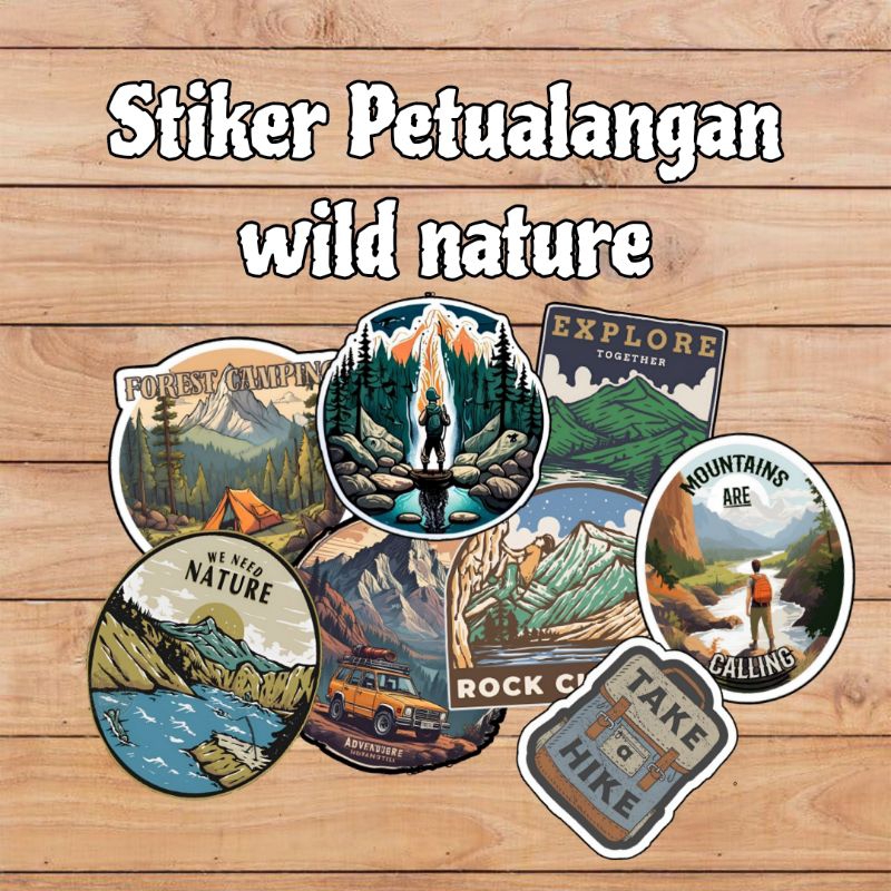 

COD ✨ Sticker petualangan Vinyl+Laminasi Size 6-7cm Stiker Traveller Mountain - Stiker Camping Hutan