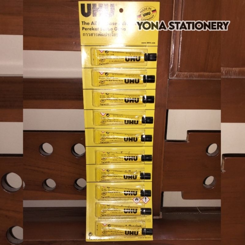 

Lem Uhu Renceng 7ML | 1 Renceng: 10 Pcs | Perekat Serba Guna / All Purpose Adhesivs