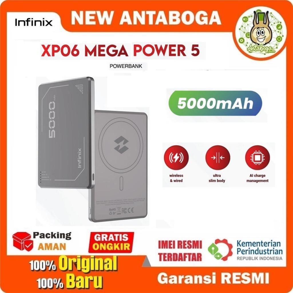 Infinix Power Bank Magpower 5 XP06 | Powerbank 5000mAh Wireless Charger Garansi Resmi