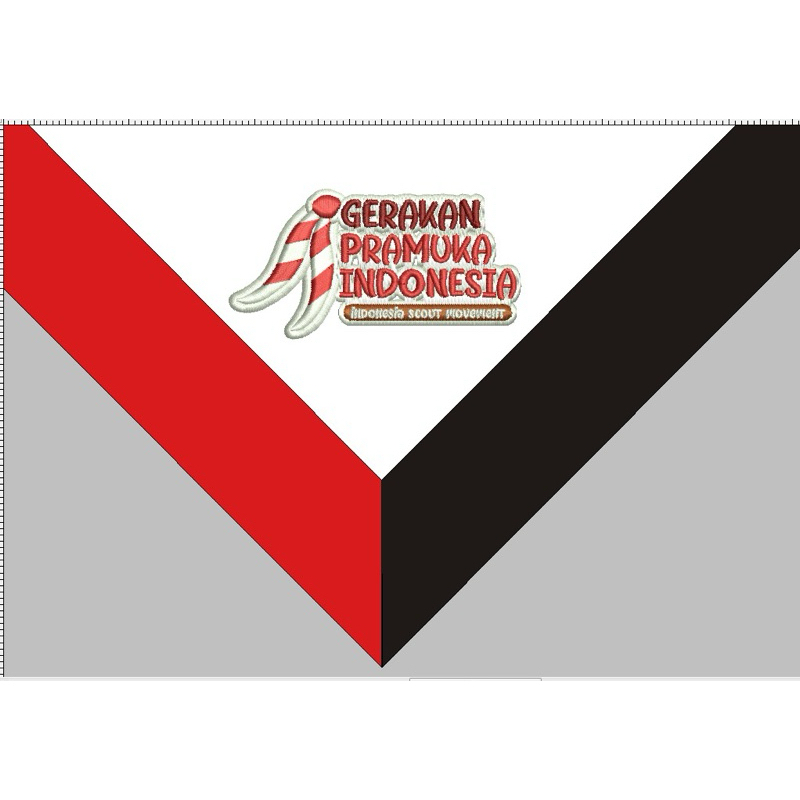 Scarf Pramuka grakan pramuka indonesia logo bordir (Merah Putih Hitam)
